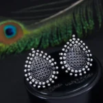 Silver Feather-Etched Teardrop Studs