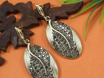 Golden Plume Pave Drops