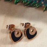 Rose Gold Noir Heart Studs