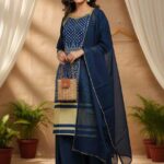 Indigo Bloom Bandhani Suit Set