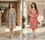 Cotton Stripe Anarkali Kurtis - Image 3