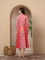 Floral Printed Cotton Flared Kurta - Image 4