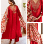Festive Wear Silk Kurti Pant Set with Dupatta