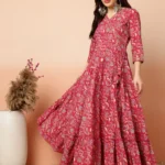 Ankle Length Flared 3/4 Sleeves V Kurta