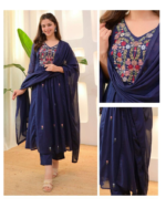 Festive Wear Silk Kurti Pant Set with Dupatta
