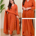 Festive Wear Silk Kurti Pant Set with Dupatta