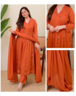 Festive Wear Silk Kurti Pant Set with Dupatta