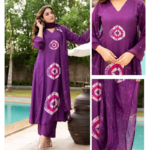 Printed Viscose Rayon Kurta Set with Dupatta Purple