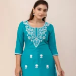 Rayon Hip Length Round Neck A-Line Top