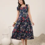 Flared Cotton Printed Dress
