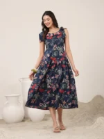 Flared Cotton Printed Dress