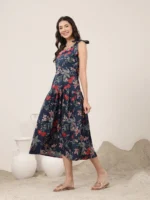 Flared Cotton Printed Dress - Image 3