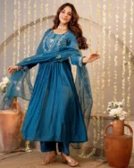 Festive Wear Silk Kurti Pant Set with Dupatta - Image 5