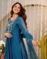 Festive Wear Silk Kurti Pant Set with Dupatta - Image 4