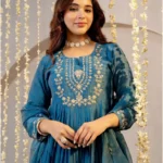 Festive Wear Silk Kurti Pant Set with Dupatta