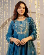 Festive Wear Silk Kurti Pant Set with Dupatta