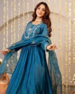 Festive Wear Silk Kurti Pant Set with Dupatta - Image 2