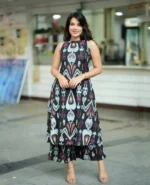 Printed Viscose Rayon Kurta Set black - Image 2
