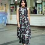 Printed Viscose Rayon Kurta Set black
