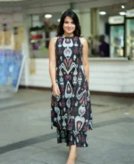 Printed Viscose Rayon Kurta Set black
