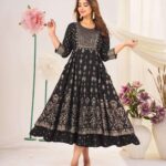 RAYON FOIL PRINT FANCY LADIES GOWN STYLE KURTI