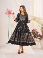 RAYON FOIL PRINT FANCY LADIES GOWN STYLE KURTI