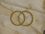 Anti Tarnish White-Green Kundan Bangle - Image 2