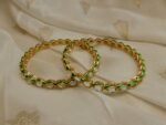 Anti Tarnish White-Green Kundan Bangle