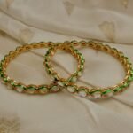 Anti Tarnish White-Green Kundan Bangle