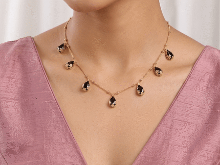 Anti Tarnish Tear drop stone necklace