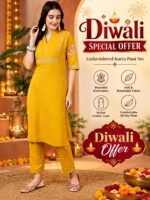 Cotton Flex embroidered kurta pant set - Image 2