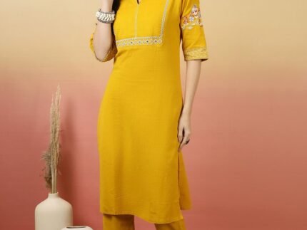 Cotton Flex embroidered kurta pant set
